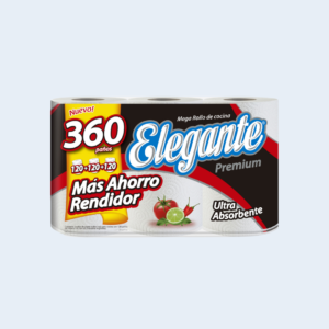ROLLO DE COCINA ELEGANTE PREMIUM PAQ. 3 x 120 PAÑOS